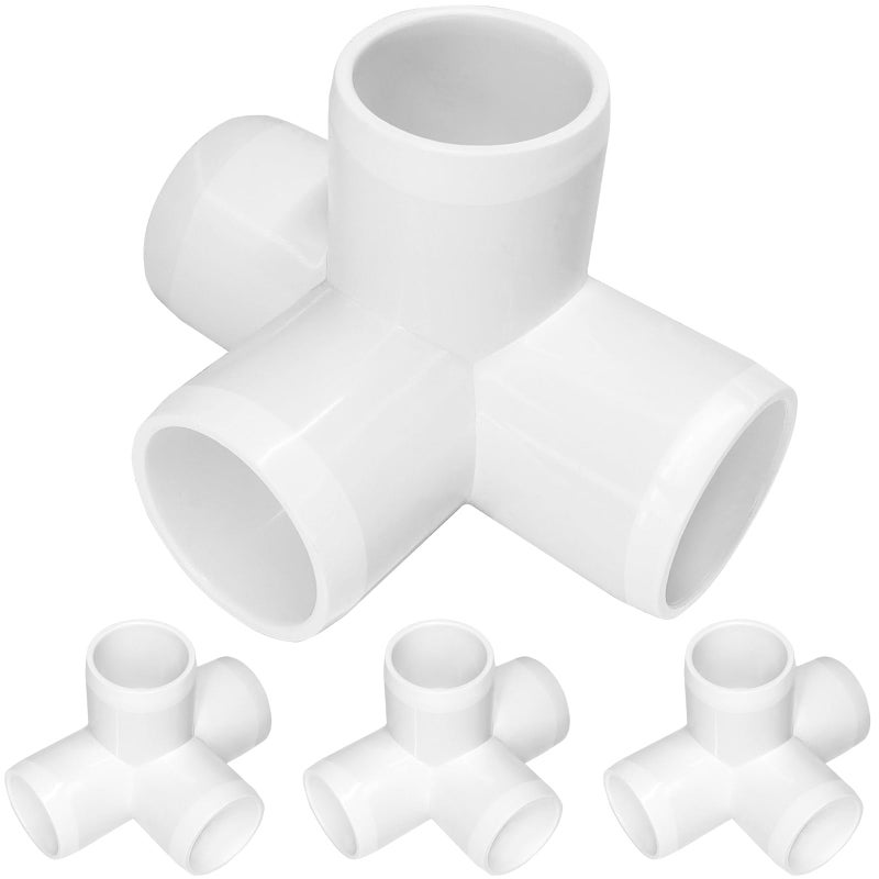 Gardeningwill 4 Way 1-Inch Tee PVC Fitting Build Heavy Duty Greenhouse Frame Furniture Connectors (Pack of 4) - Image 1